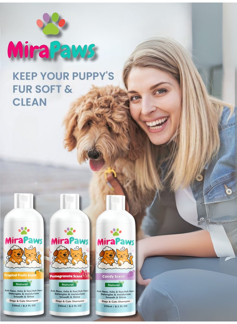 MiraPaws Tropical Fruits Scent 250ml + Pomegranate Sent 250ml + Candy Sent 250ml (Pack. of 3) - Image 2